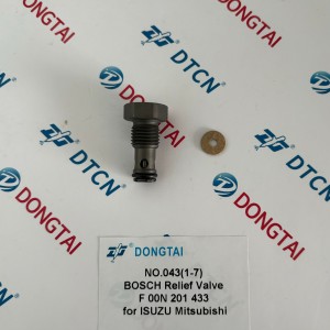 NO.043(1-7) BOSCH Relief Valve F00N201433,F 00N 201 433 for ISUZU Mitsubishi CP3 series pump 0445020037/049/050